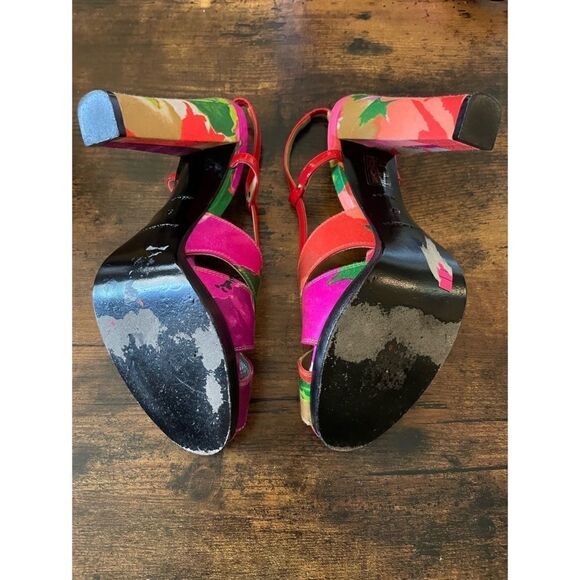 RARE-Balenciaga Printed Satin  Slingback Sandals Size 37/7 Excellent - Picture 10 of 13
